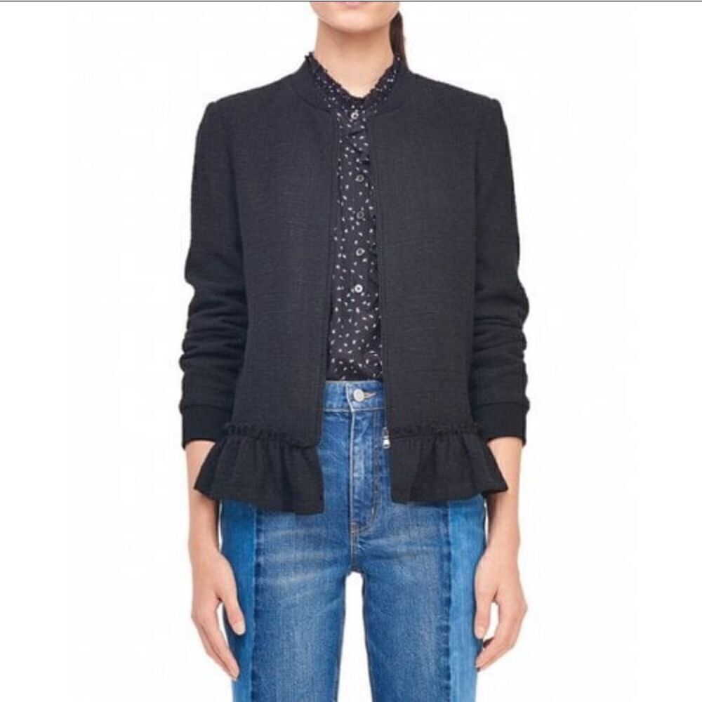Rebecca Taylor tweed knit black jacket size 2